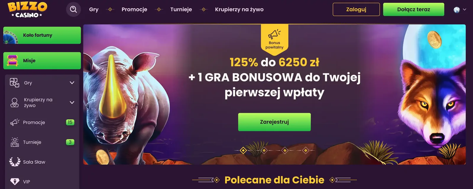 Bizzo Casino website preview