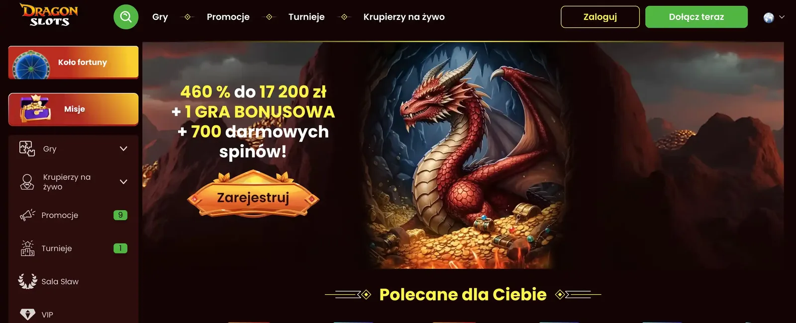 Dragon Slots Casino website preview