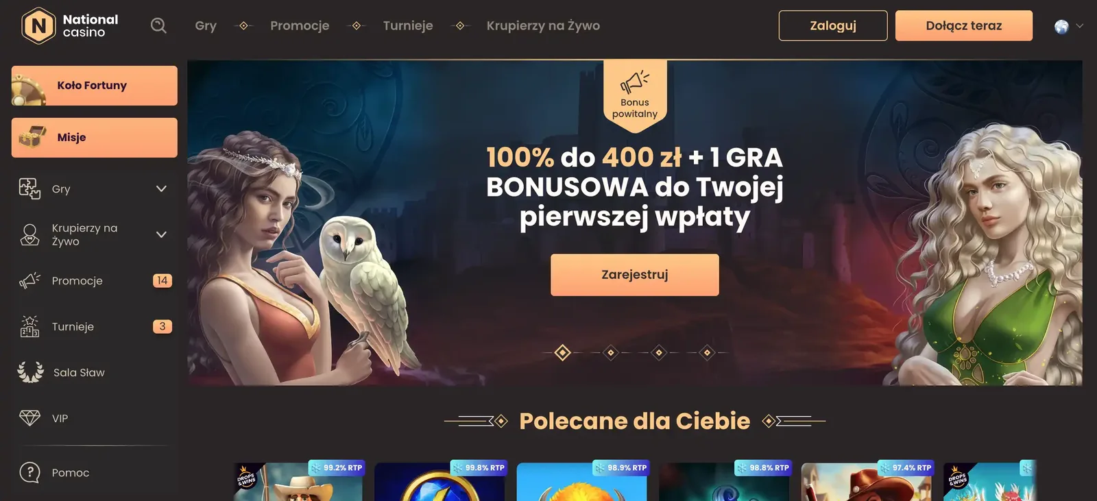 National Casino website preview